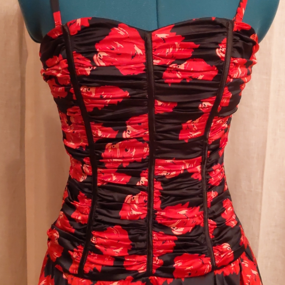 Bebe Rose Print Corset Dress